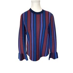 Tory Burch | Blue/Orange Stripped Bell Sleeve Sweater | S/P